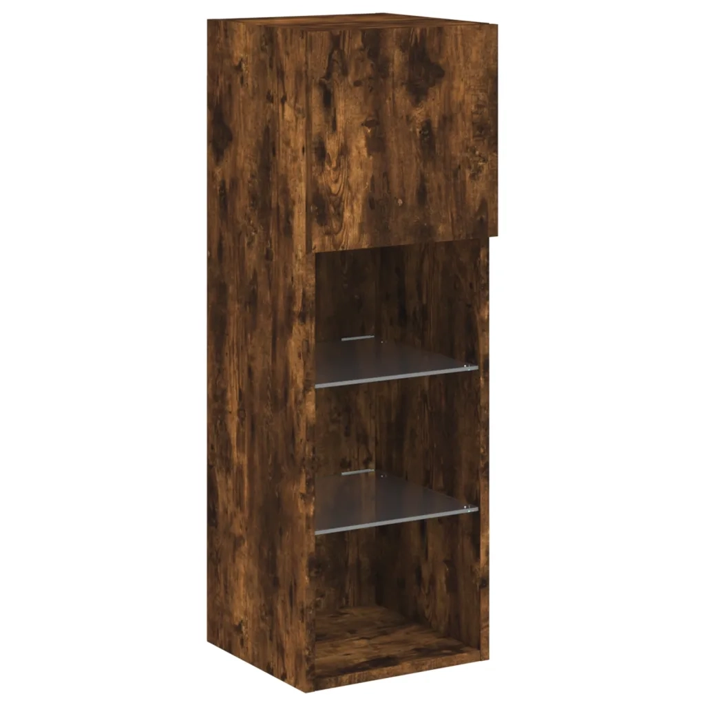 Mobile TV con Luci LED Rovere Fumo 30,5x30x90 cm 837009
