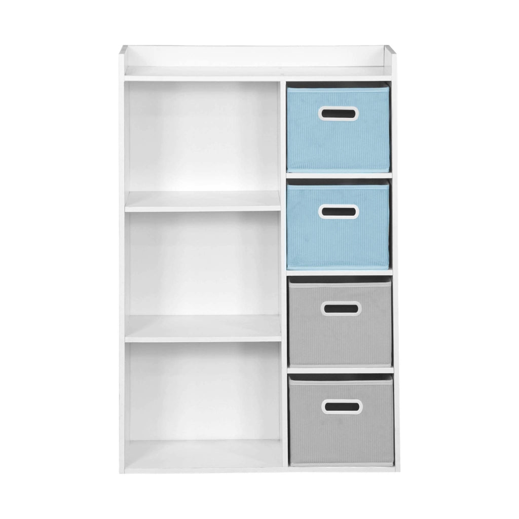 Contenitore per bambini con 4 cestini in velluto, blu
