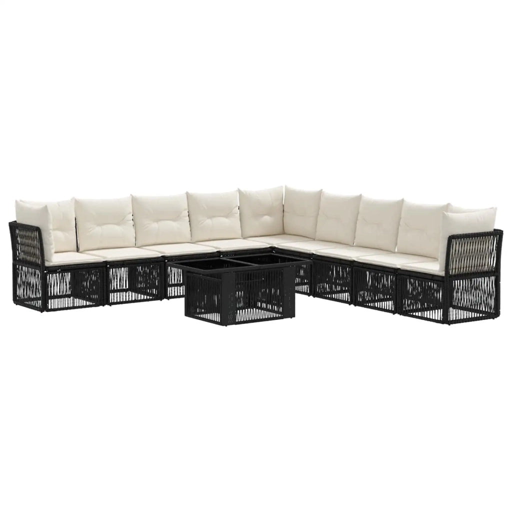 Set Divano da Giardino 10 pz Nero polyrattan 3436480
