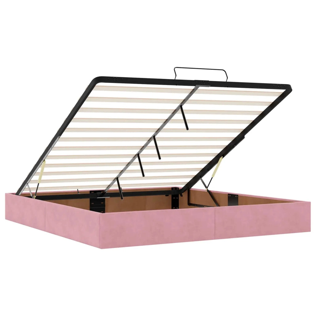 Letto ottomano con materasso Rosa 200 x 200 cm Velluto 3456512