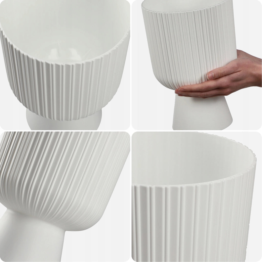Vaso da fiori KADAX, vaso da fiori da giardino, copertura in plastica, 18 cm, supporto per fiori, bianco
