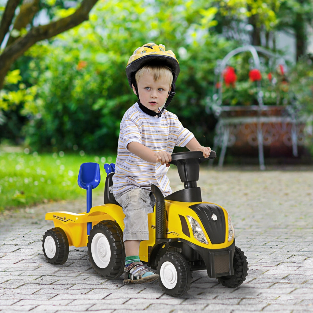 Tractor Correpasillos per Bambini con Rimorchio Estraibile ¨C zephmum ¨C Giallo 91x29x44 cm