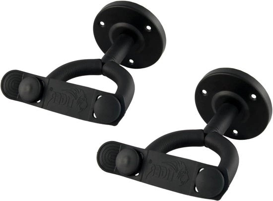 Supporto chitarra con cinturino di sicurezza - Pacchetto da due - Nero