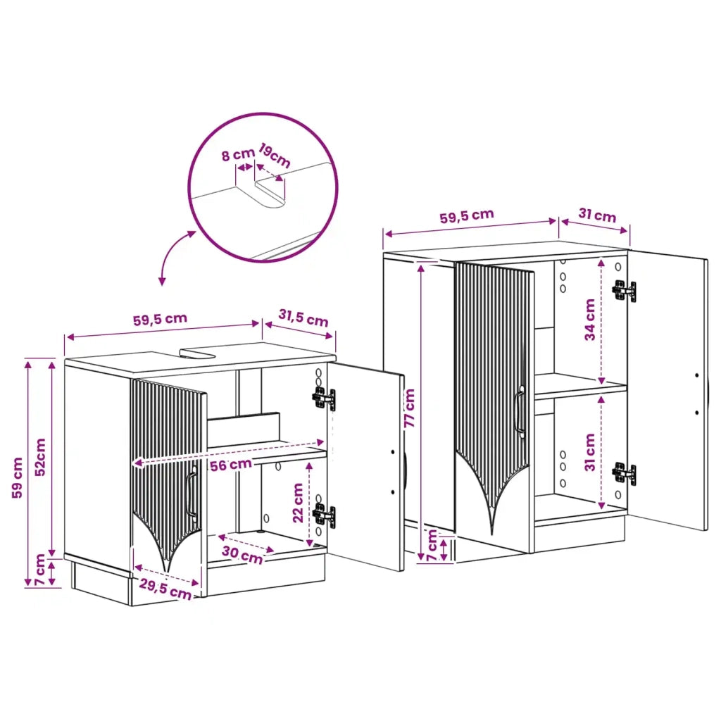 Set di Armadi da Bagno da 2 Pezzi HOORN Nero 3417631