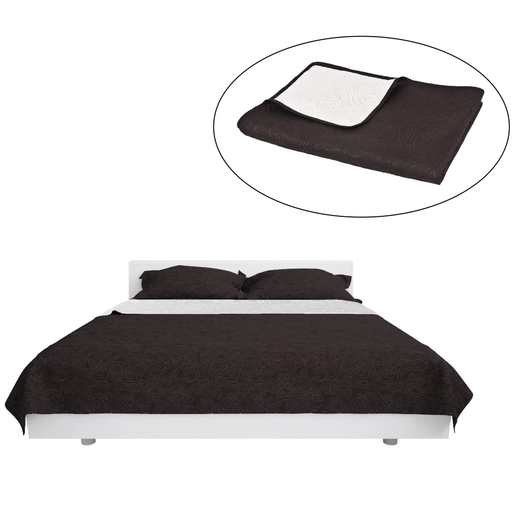 Copriletto Double-Face Trapuntato 170x210 cm Crema e Marrone 132962