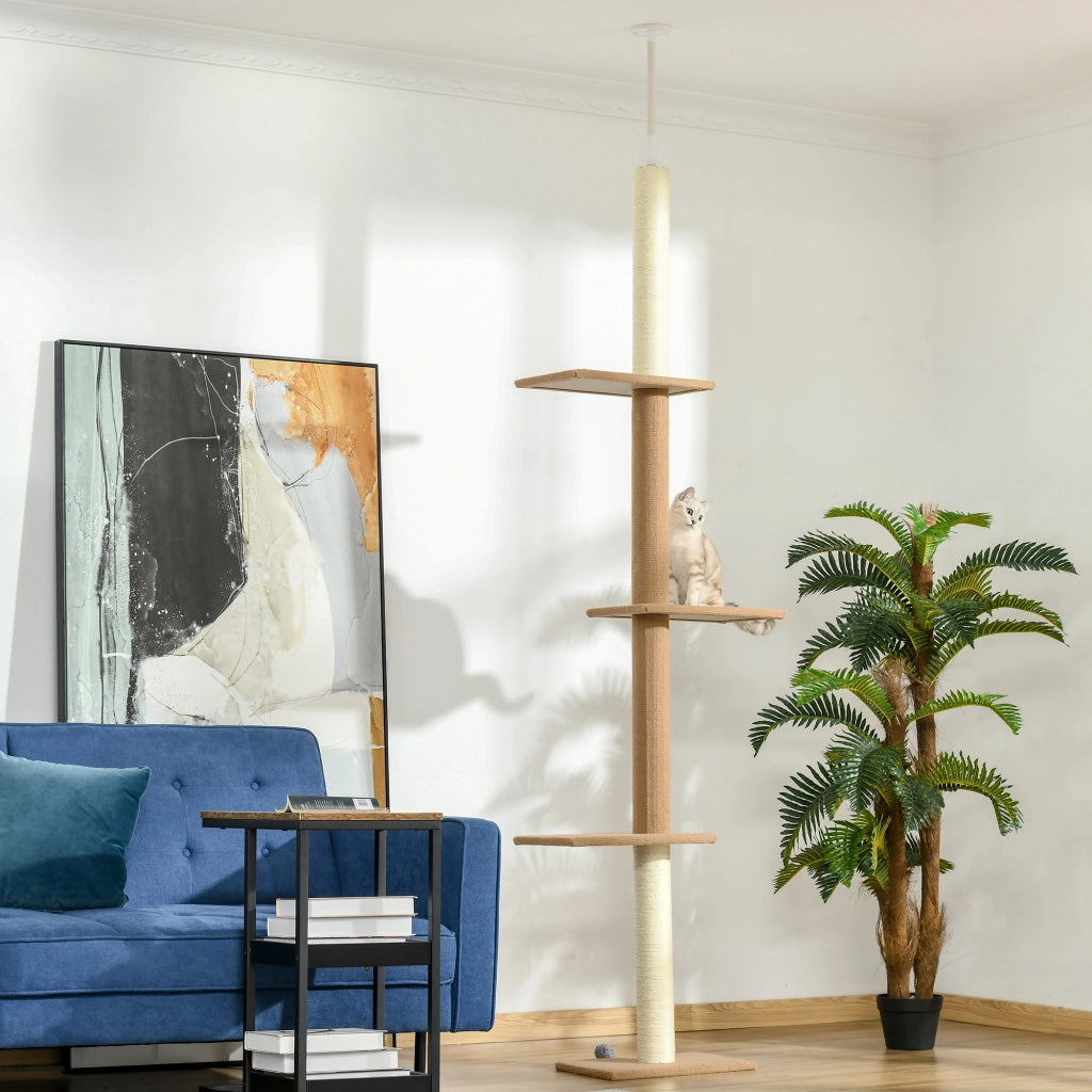ALBERO RICREATIVO PER GATTI Regolabile Khaki con 4 piattaforme