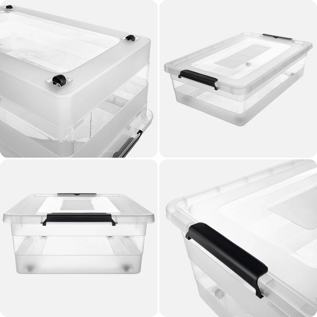Set di 3 contenitori portaoggetti in plastica KADAX con coperchi.