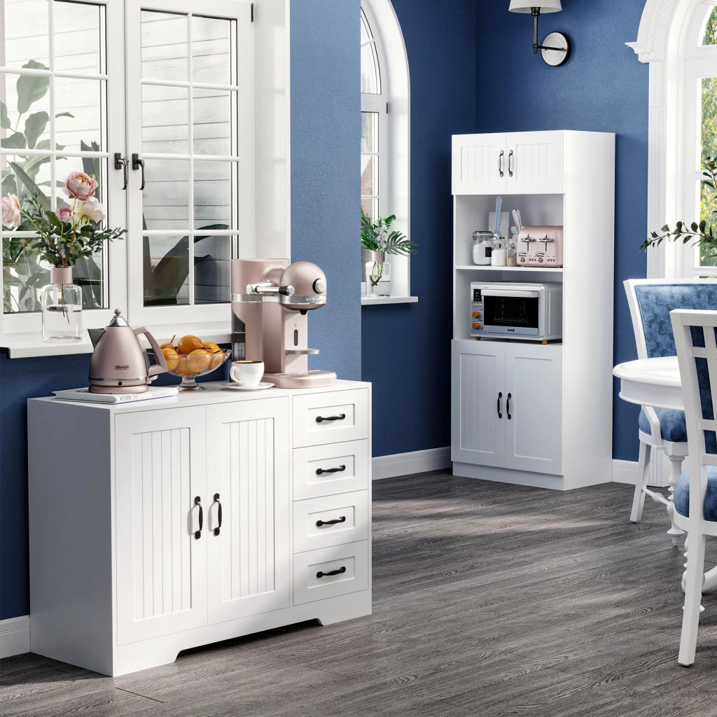 Cassettiera Moderna con 4 Cassetti e Anta ¨C Zephmum ¨C Bianco 105x40x76