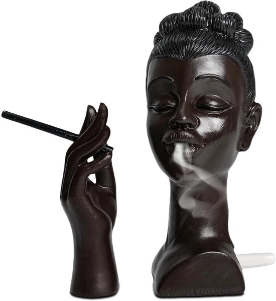 Supporto per candela unico Capo della donna nera - Supporto per candela - Decorazione salotto - Arte - Materiali di alta qualità - Design realistico