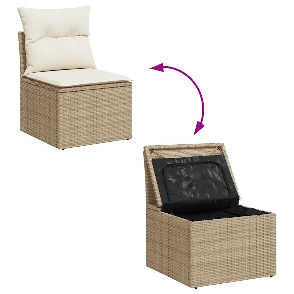 Set Divani da Giardino 7 pz con Cuscini Beige in Polyrattan 3327778