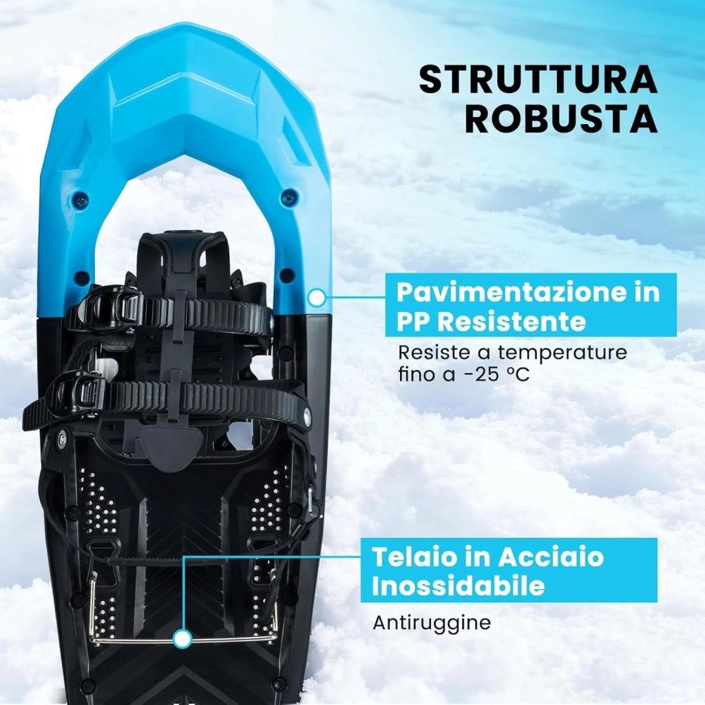 Set Racchette da Neve 35-45 per Uomo, Donna e Gioventù, Bastoncini da Trekking Telescopici 95-135 cm con Punte in Tungsteno, Dischi Neve e Dischi Fango, Ciaspole da Neve Leggere con Borsa