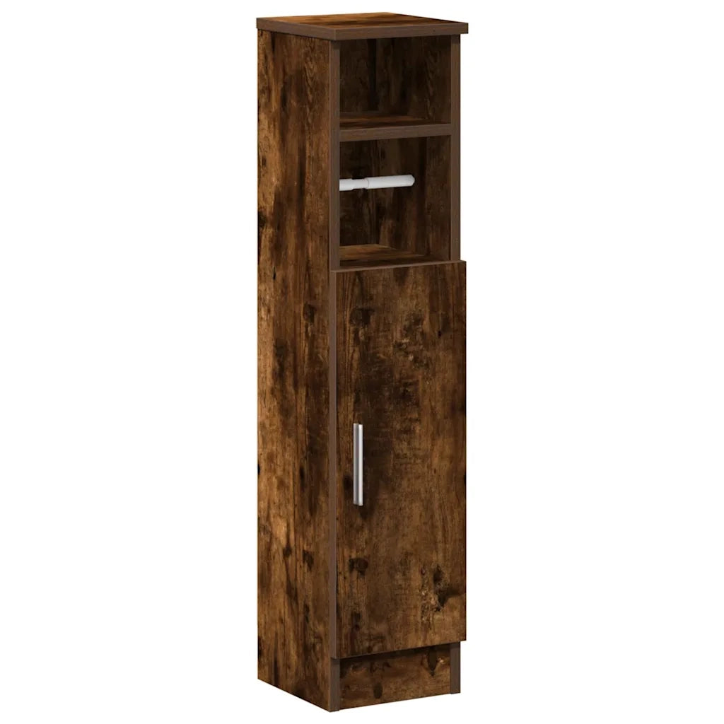 vidaXL Mobile da Bagno con Portarotolo Rovere Fumo 20,5x22x90 cm