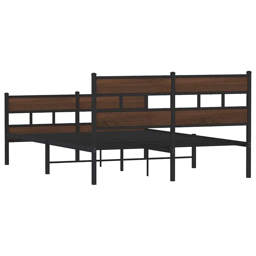 Letto matrimoniale | Letto per adulti | Giroletto senza Materaso in Metallo Rovere Marrone 150x200 cm