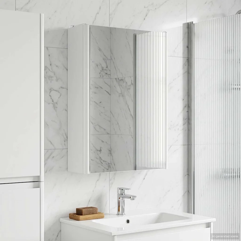 Mobiletto per specchio da bagno Bianco 33 x 11,5 x 50 cm 889215
