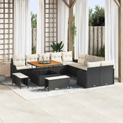 Set Divano da Giardino con cuscino 13 pcs Nero e Crema 3364265