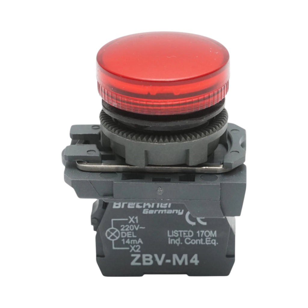 Indicatore di segnale LED rosso 220V, 14mA, TB5 Breckner Germany