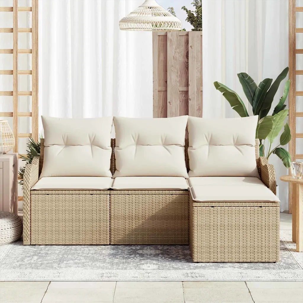 Set Divano da Giardino con archiviazione 4 pcs Beige polyrattan 3354320