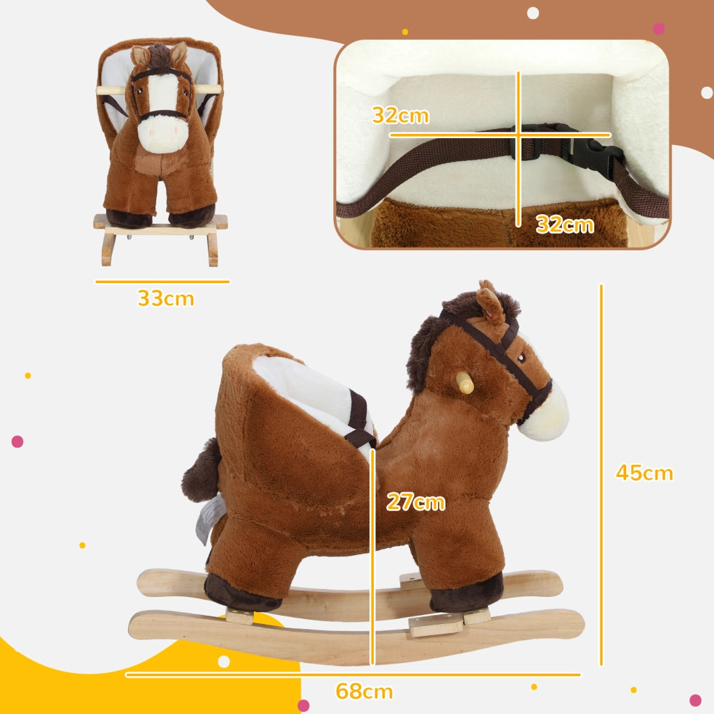 Cavallo a Dondolo Bambini Legno con Sicurezza ¨C zephmum ¨C Marrone
