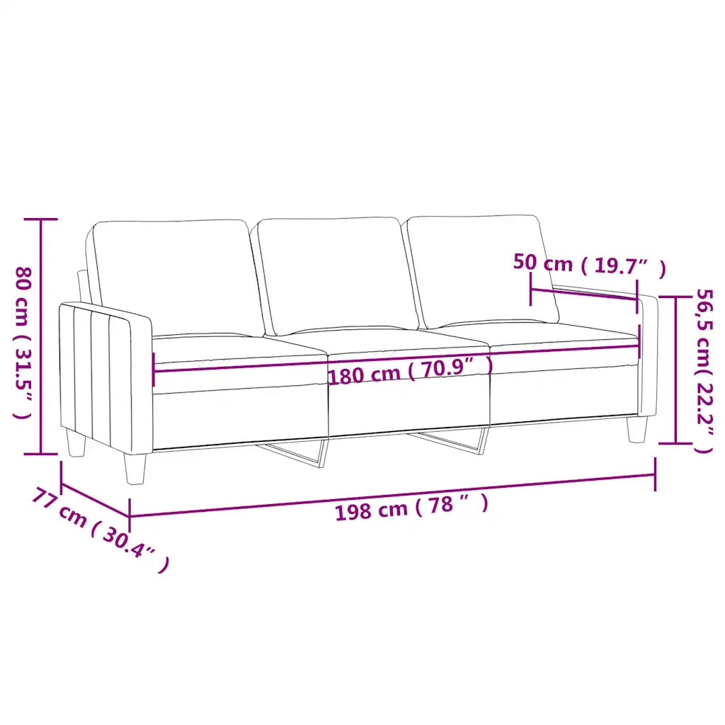 Divano a 3 Posti-Sofa 3 Posti Nero 180 cm in Velluto 144941