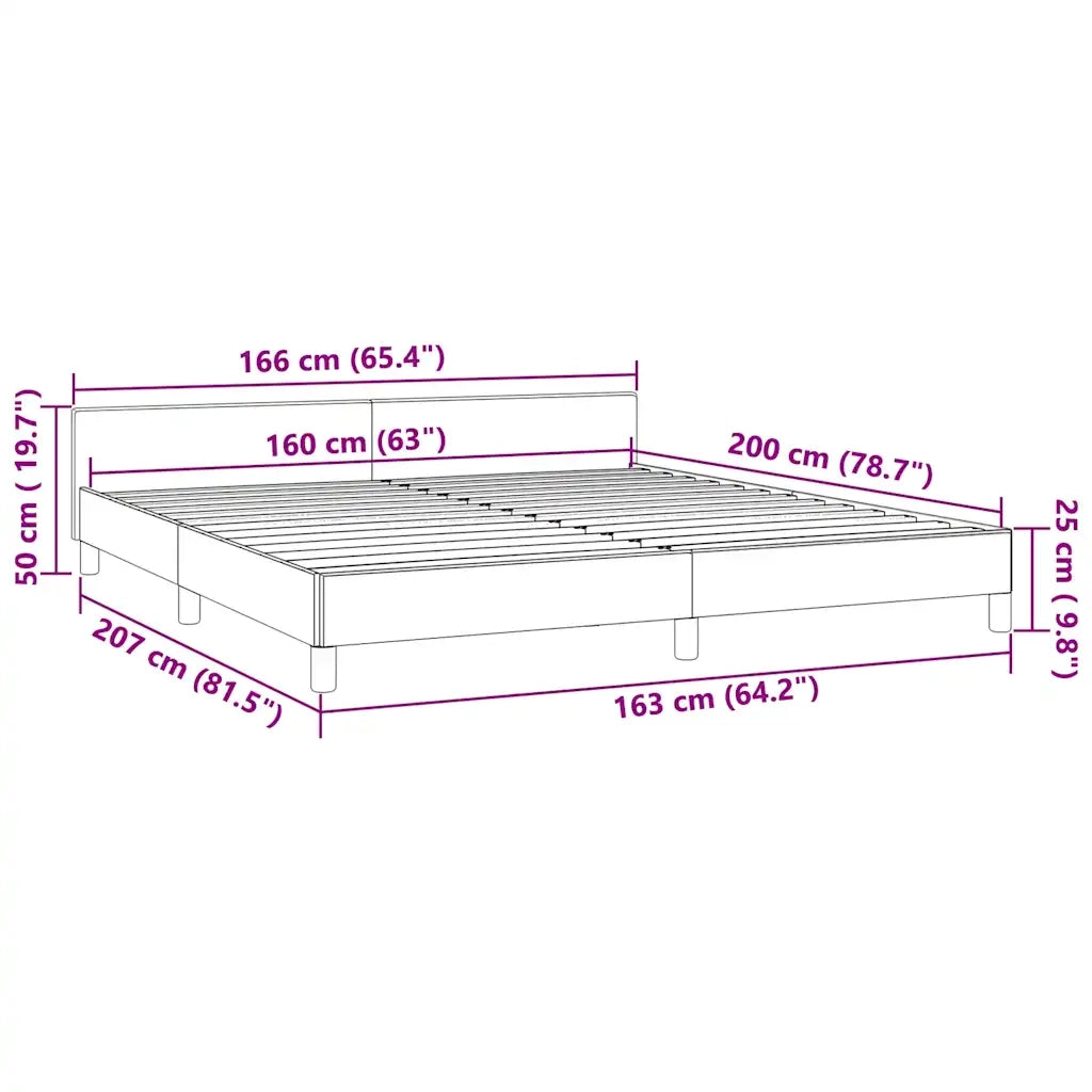 Letto matrimoniale | Letto per adulti | Giroletto senza Materasso Grigio Scuro 160x200 cm Velluto