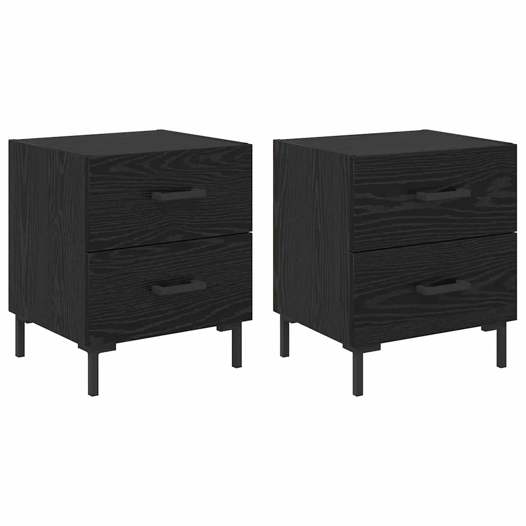 Set di 2 Comodini | Armadio da Notte | Mobiletto da notte Rovere Nero 40 x 35 x 47,5 cm