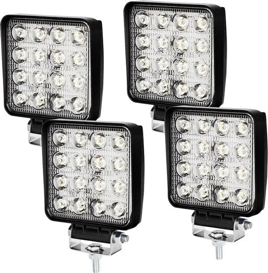 Lanterna di lavoro 4x Led 48W con faro supplementare per uso off-road, 12V, 24V, faro IP67 impermeabile all'acqua, luce di arresto per trattore, auto, macchina da movimento terra, SUV, UTV, ATV