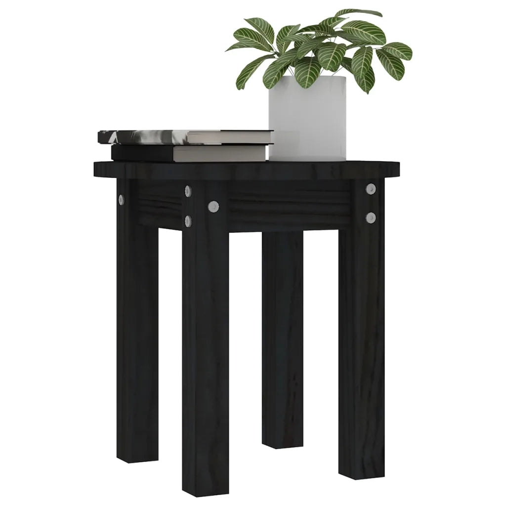 Tavolino da Salotto Nero Ø 35x35 cm in Legno Massello di Pino 822341