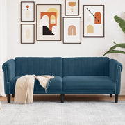 Divano a 3 Posti-Sofa 3 Posti Blu in Velluto