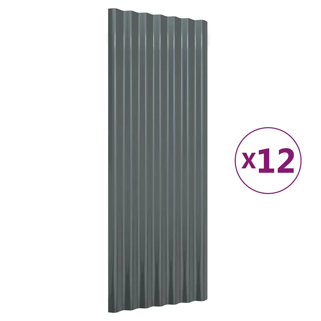 Pannelli per Tetto 12 pz Acciaio Verniciato Antracite 100x36 cm cod mxl 76825