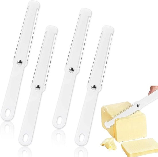 Set per formaggio - 4 pezzi - bianco - con manico morbido