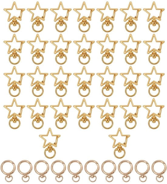 Set di 40 ganci a forma di cuore e stella manovrabili per gioielli