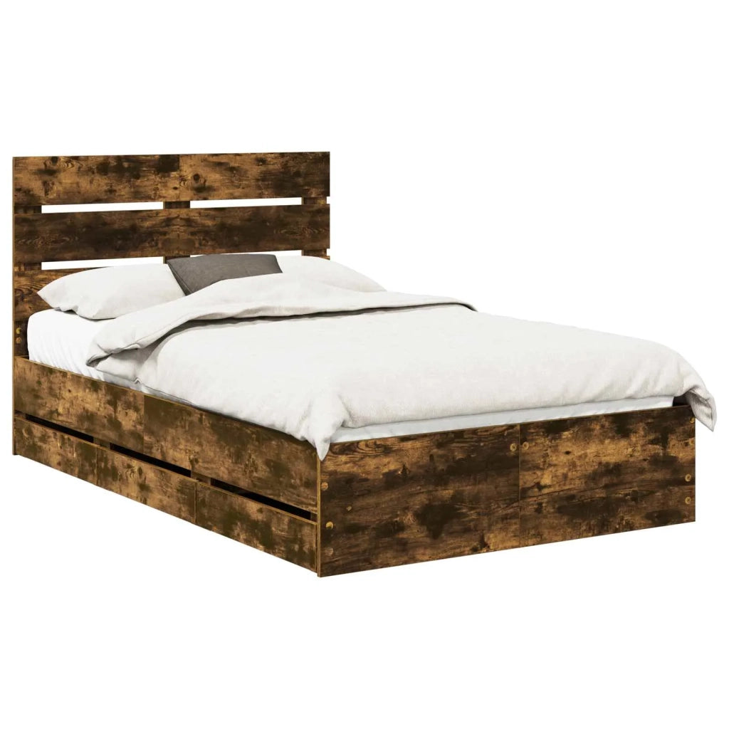 Struttura del letto con cassetto Rovere fumé 135 x 190 cm 3411841