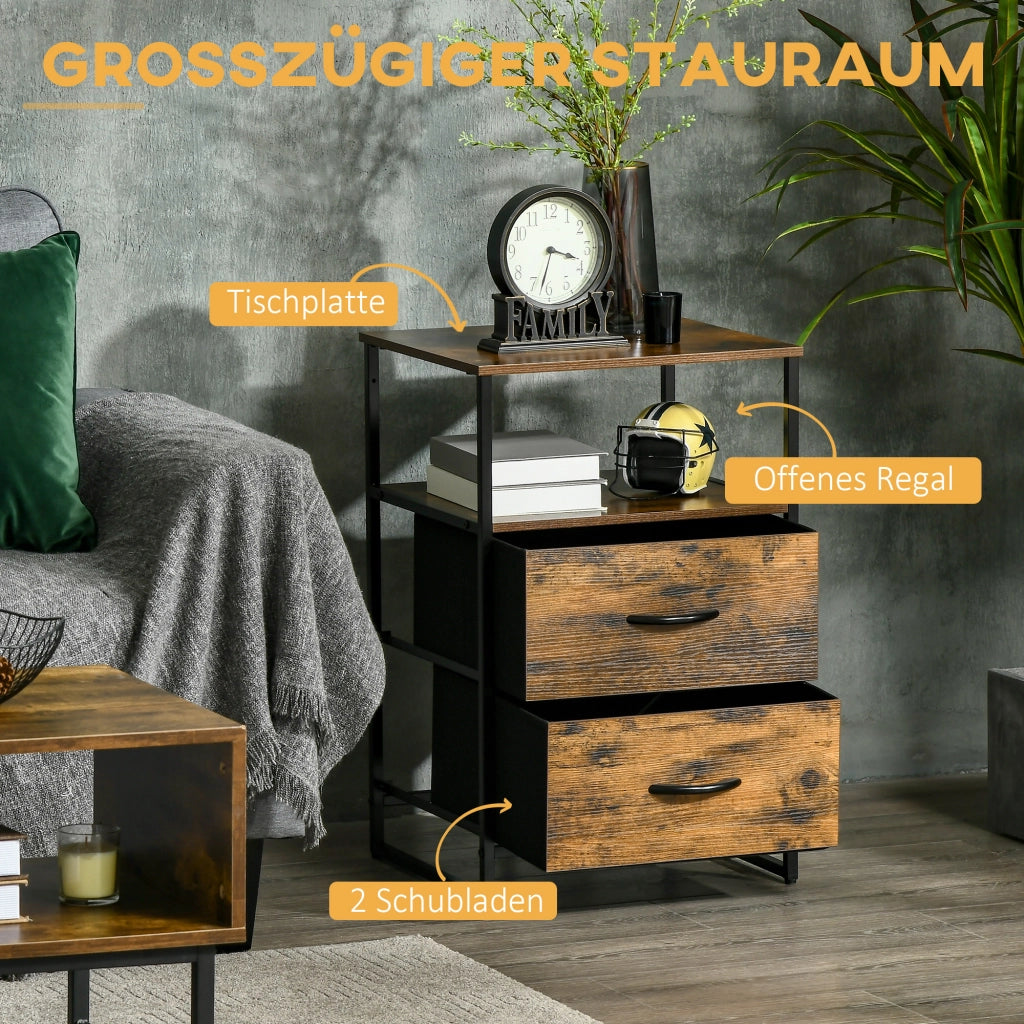 Armadio per soggiorno con cassetti in tessuto ¨C Minimal ¨C MDF, struttura in acciaio, marrone