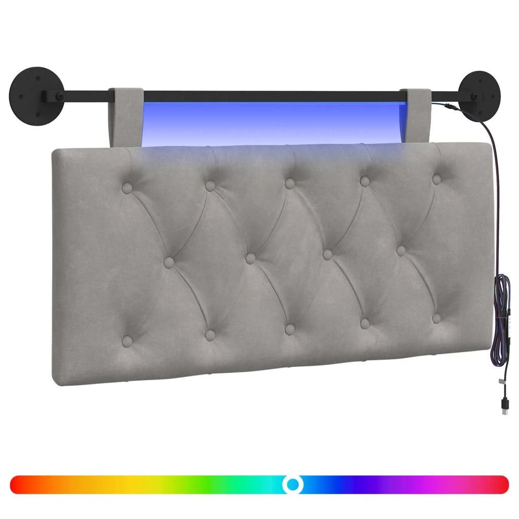 Testiera sospesa Con luce LED Grigio Chiaro Velluto 3424553