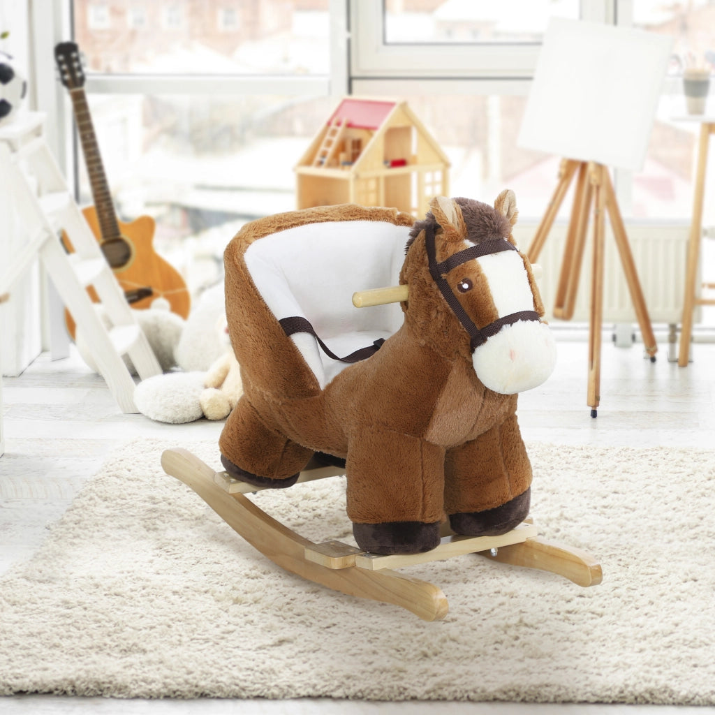 Cavallo a Dondolo Bambini Legno con Sicurezza ¨C zephmum ¨C Marrone