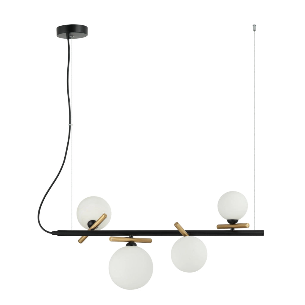 Sospensione moderna nero oro sfere bianche 4xG9 Italux