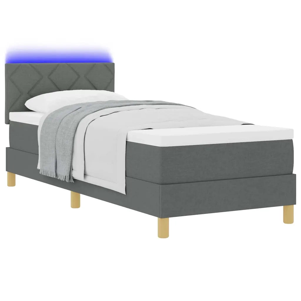 Letto a Sorgente LED Grigio scuro 80 x 200 cm Tessuto 3342472