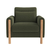 poltrona lounge 1 posto con cuscino spesso sfoderabile e braccioli; tessuto bouclÃ© verde 87 Ã— 83 Ã— 88.5 cm