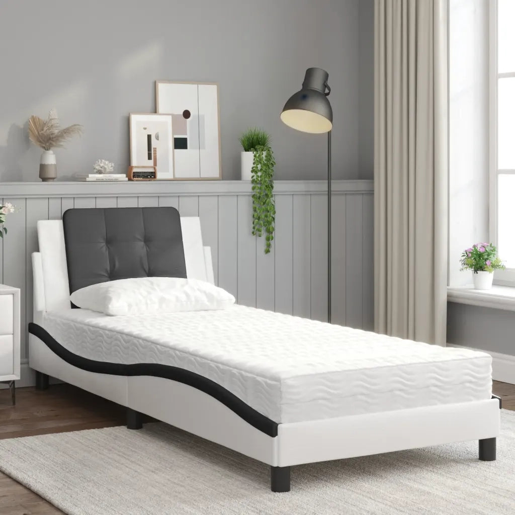 Giroletto senza Materasso Zadar Bianco e Nero 90x190 cm in Similpelle
