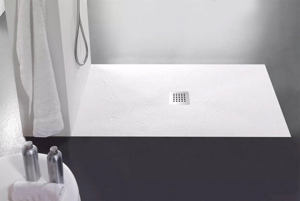 Piatto Doccia in Pietra 80x160 cm Bonussi Ardesia Stone Central Bianco