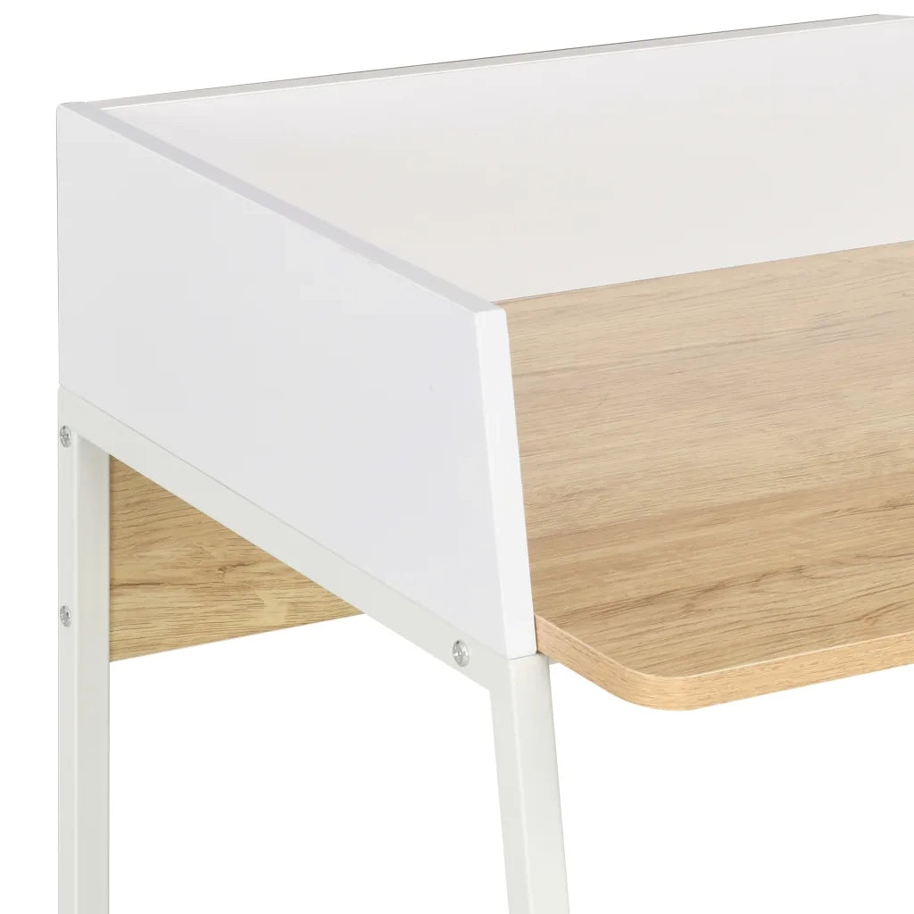 Scrivania | Tavolo da Ufficio Bianca e Rovere 90x60x88 cm