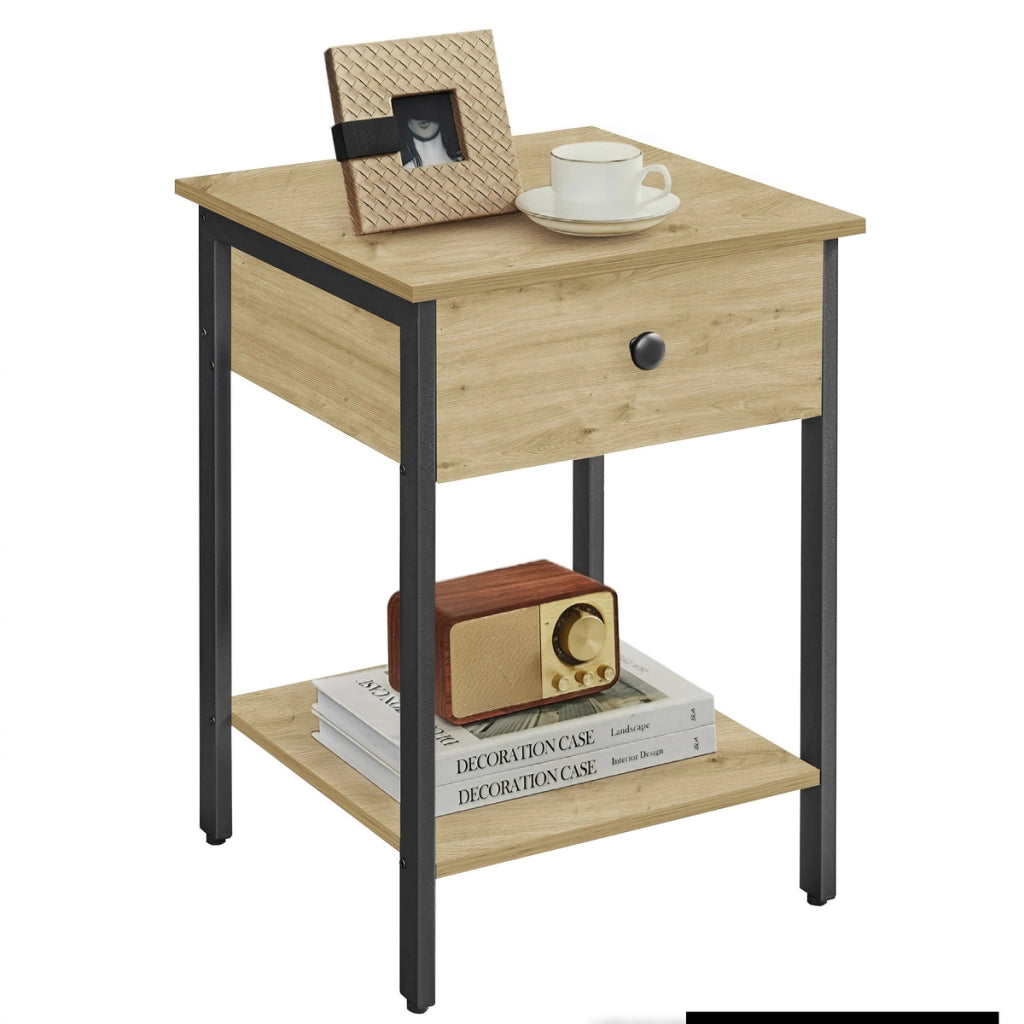 Comodino industriale Artisan con cassetto e ripiano
