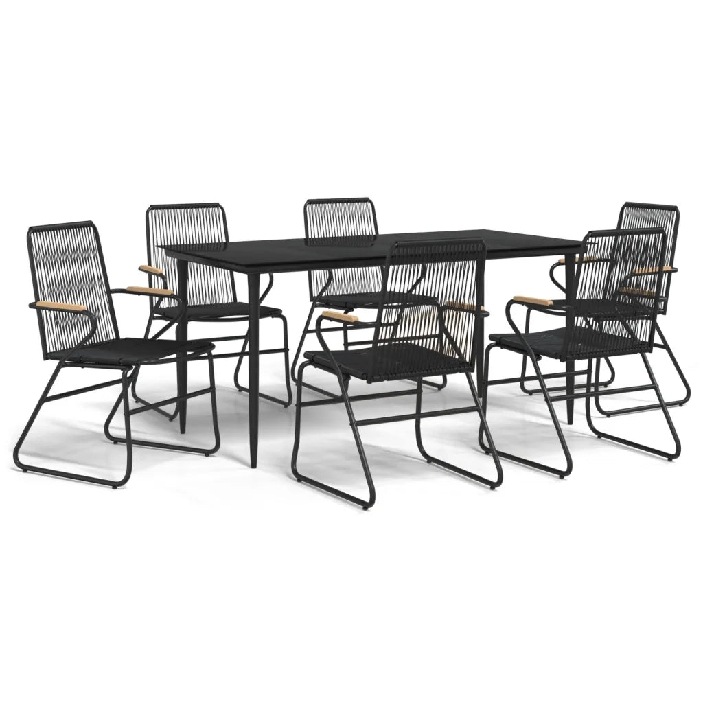 Set da Pranzo da Giardino 7 pz Nero in Rattan PVC 3156577