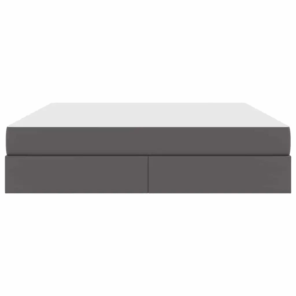 Letto con contenitore e materasso 2 pcs Grigio Pelle