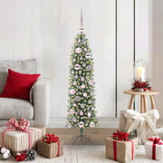 Albero di Natale Artificiale Sottile Verde e Bianco 120 cm 3395271