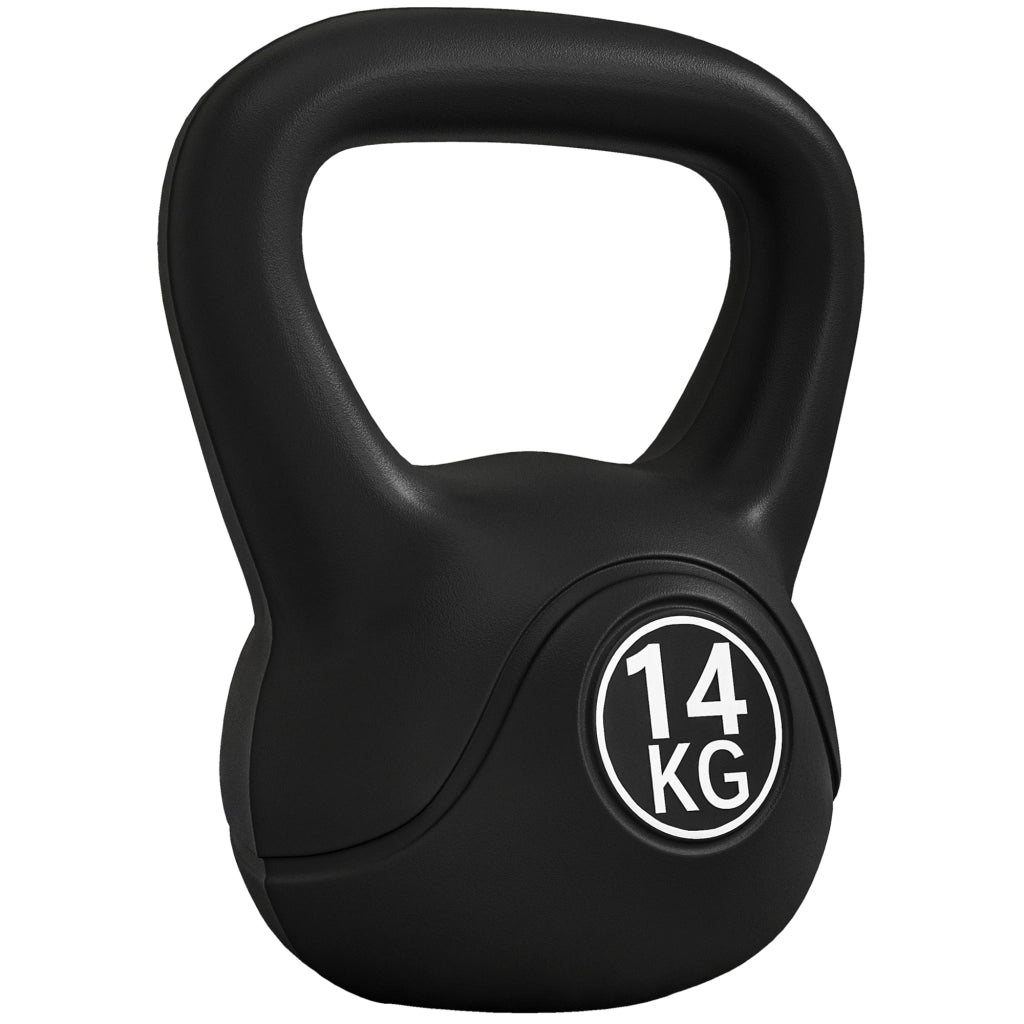 Kettlebell 14 kg ¨C Xylo ¨C Riempimento Sabbia Impugnatura Antiscivolo 26x18x32 cm Nero