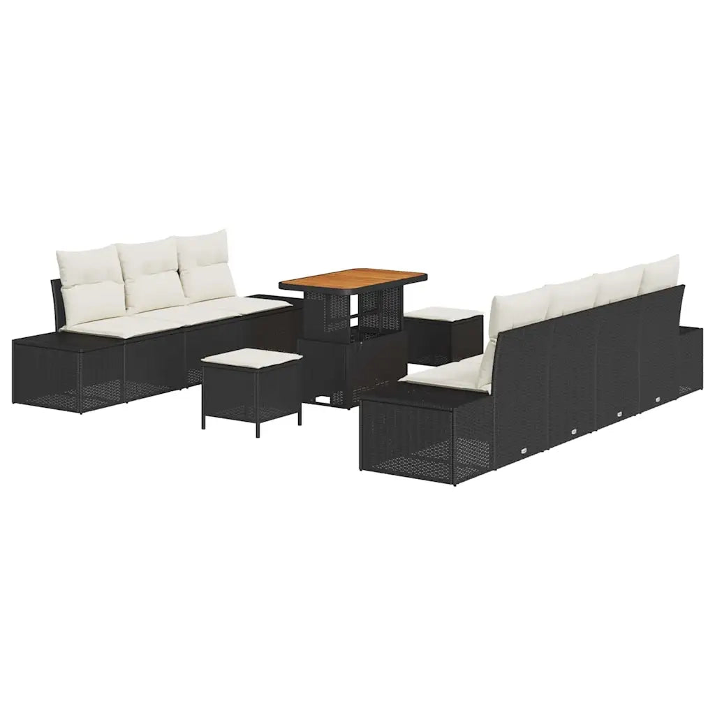 Set Divano da Giardino con cuscino 10 pcs Nero polyrattan 3362750