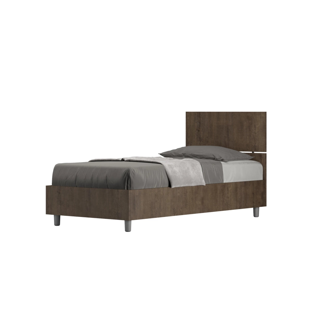 BS COM Letto singolo con rete 80x190 testata dritta noce