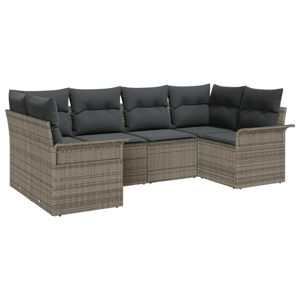 Set Divano da Giardino con cuscino 6 pcs Grigio polyrattan
