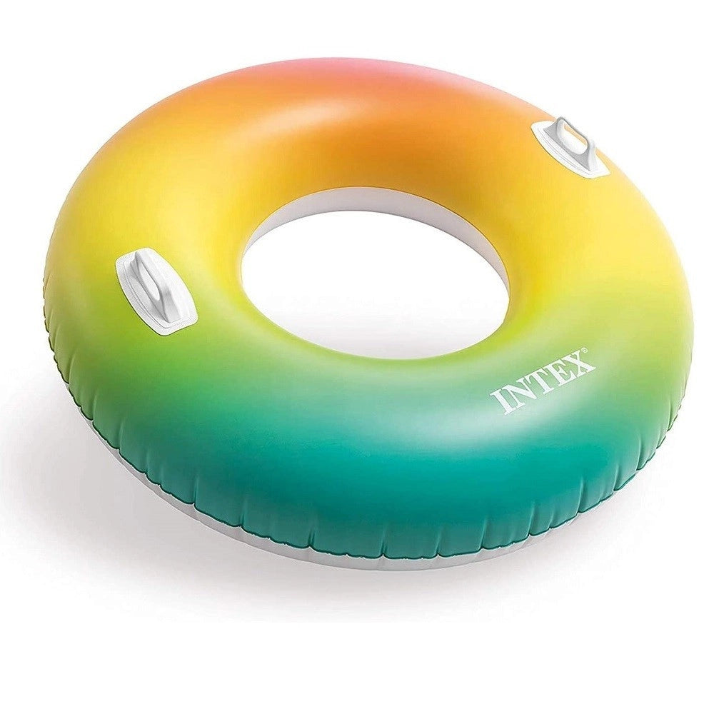 Trade Shop - Ciambellone Gonfiabile Galleggiante Piscina Mare Arcobaleno Maniglie 122cm 58202 -